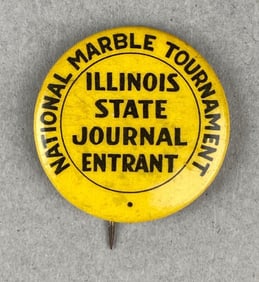 Vintage National Marble Tournament Illinois State Journal Entry Pin Back