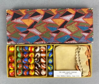 Antique Box of Akro Agate Company Marbles