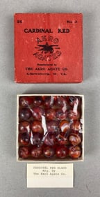 Vintage Box of Cardinal Red No. 0 Marbles
