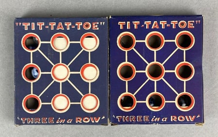 Group of 2 Vintage Box of Tit Tat Toe Marble Games