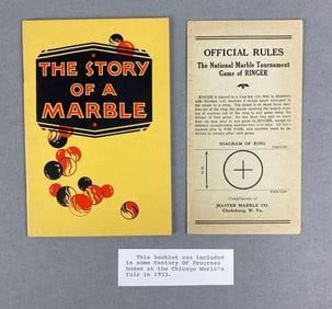 Antique 1933 Chicago Worlds Fair Master Made Marble The Story of Marbles Booklet and More