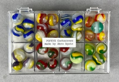 Group of Vintage Akro Agate Popeye Corkscrew Marbles