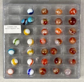 Group of Vintage Akro Agate Carnelian Marbles