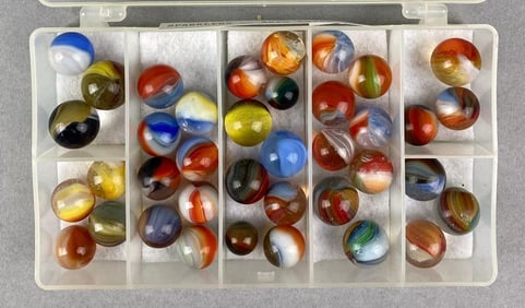 Group of Vintage Akro Agate Sparkler Marbles