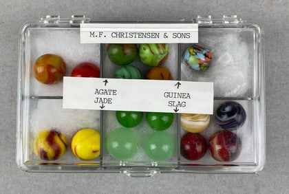 Group of Vintage M.F Christensen amd Son Assorted Marbles