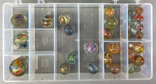 Group of 30 Antique German Swirl Glass Marbles