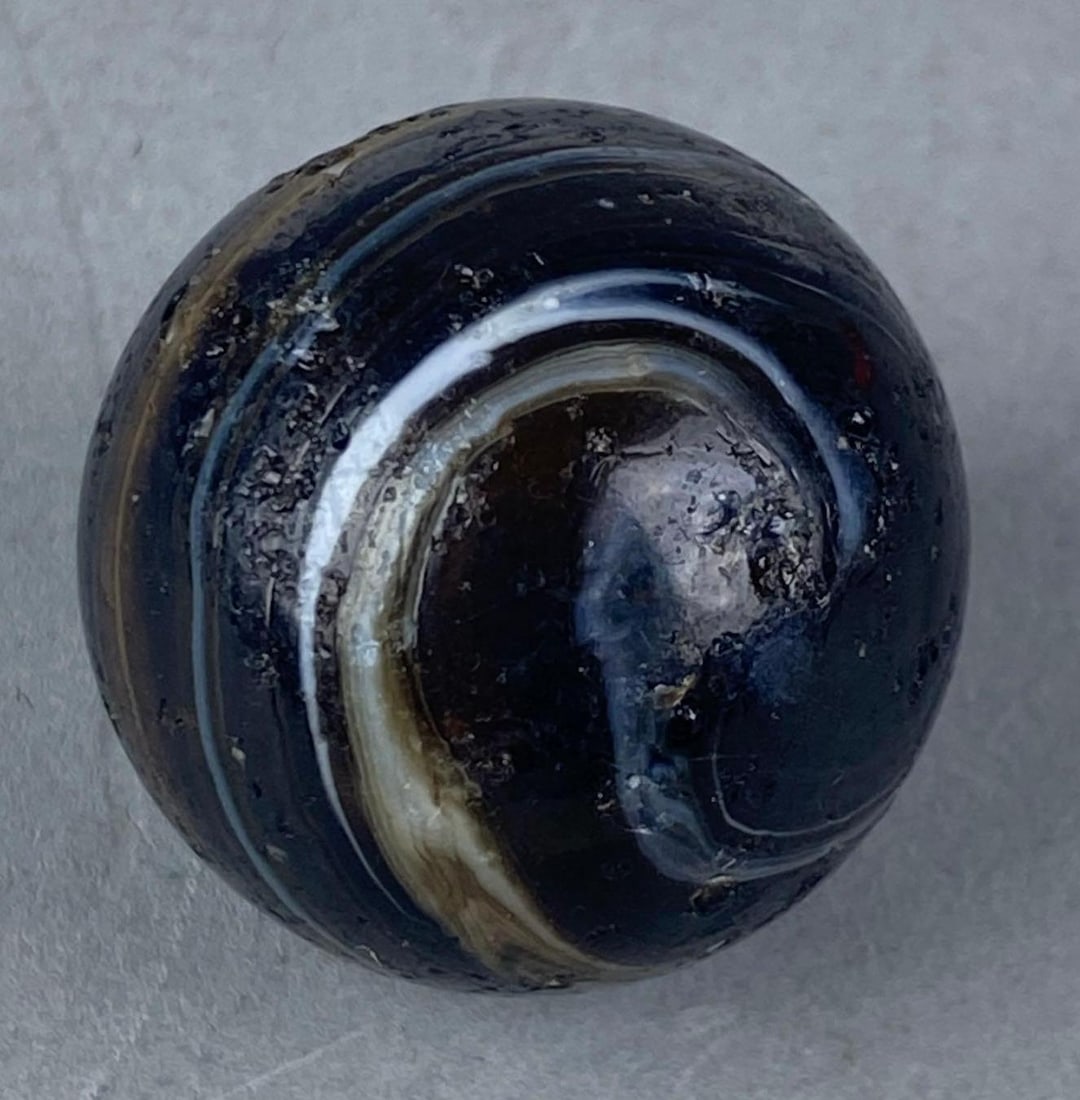 Antique Navarre Slag Onyx Style Transitional Glass Marble: Measures 1.25”