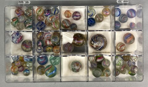 Group of Antique German Swirl Glass Marbles