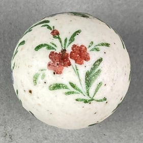 Antique German Polychrome Flowering Wreath Marble