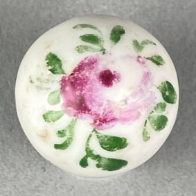 Antique German Pink Rose White Glass Marble