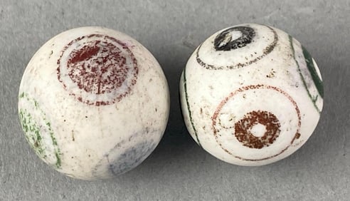 Group of Antique Doughnut and Solid Bulls Eye Marbles