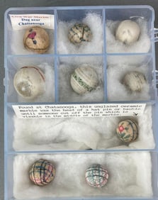 Group of 9 Vintage Unglazed Pottery Marbles