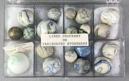 Group of Bintage Lined Crockery/Variegated Stoneware Marbles