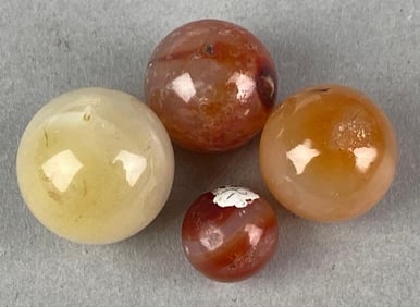 Group of 4 Vintage Onyx With Foreign Material Marbles