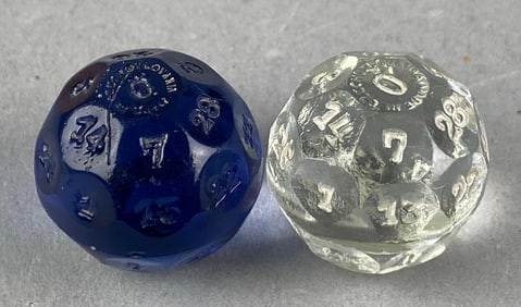 Group of 2 Czechoslovakian Fortune Telling Glass Die