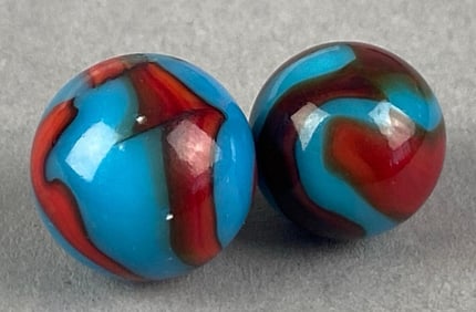 Group of 2 Peltier Glass Co. Spider-Man Glass Marble