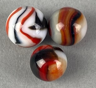 Group of 3 Peltier Glass Co. Rebel Glass Marble
