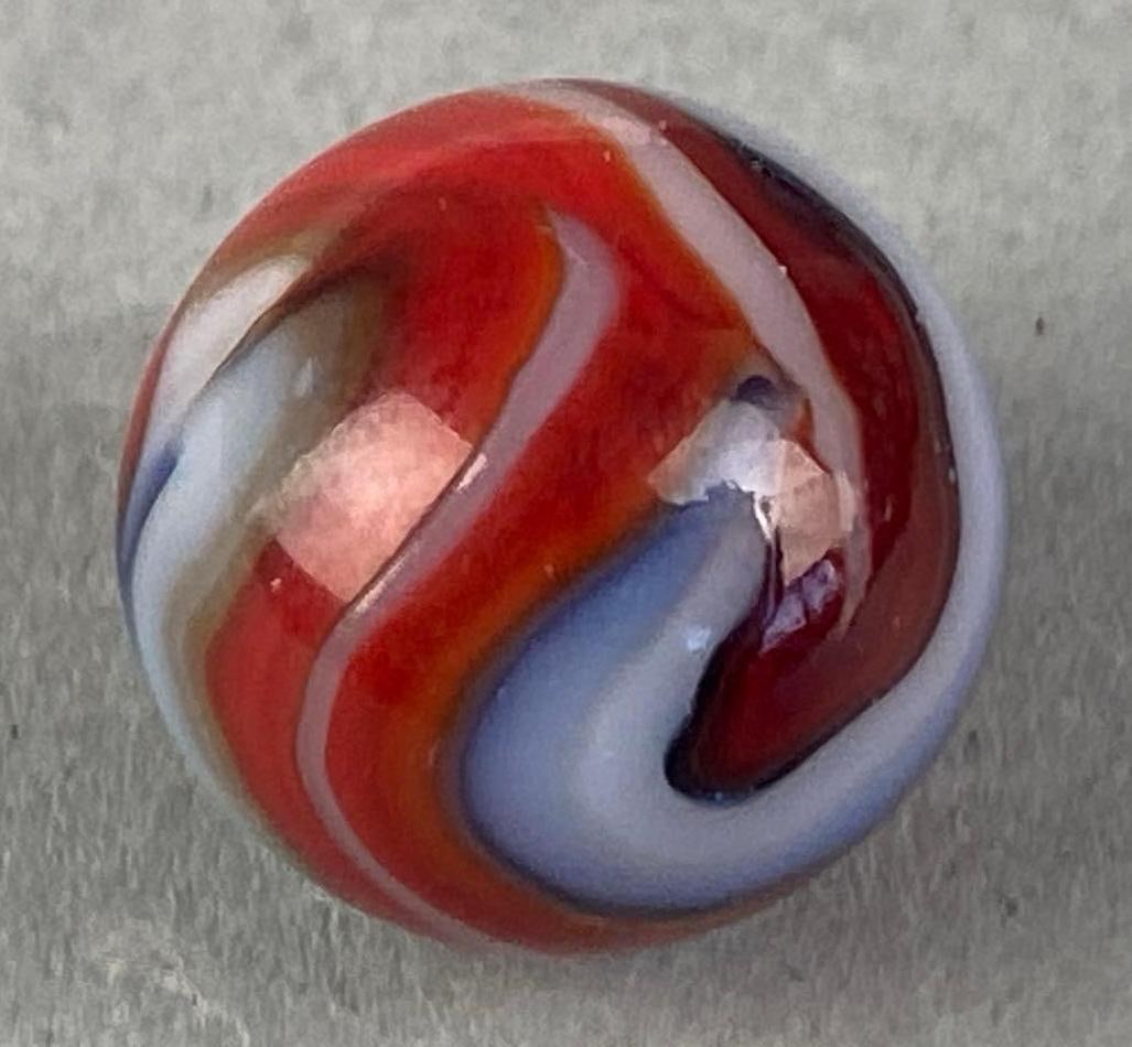 Peltier Glass Co. Liberty Glass Marble: Ottawa Illinois, Measures .63”