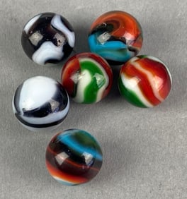 Group of 6 Peltier Glass Co. Glass Marbles