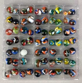Group of 60+ Assorted Peltier Glass Co. Glass Marbles