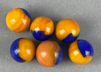Group of 6 Peltier Glass Co. Glass Marbles