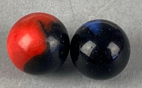 Group of 2 Peltier Glass Co. Glass Marbles