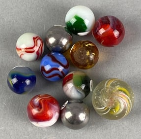 Group of 11 Assorted Marbles