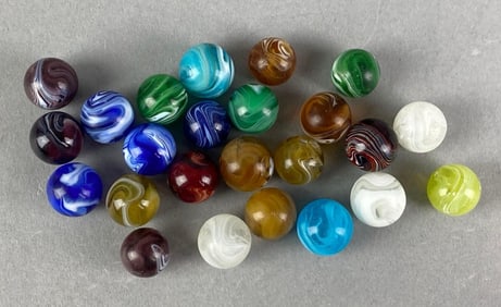 Group of Assorted Glass Slag Marbles