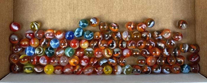 Group of Sunset Marbles from Peltier Glass Factory Ottawa, Illinois