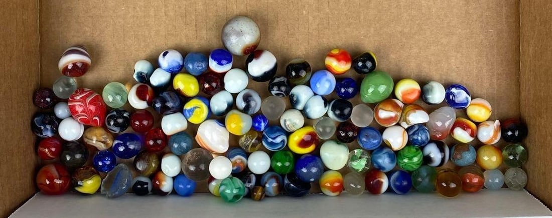 Group of Oddities and Freaks Marbles: Largest measures .98 inches