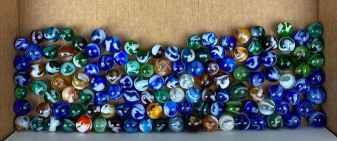 Group of Transparent Swirl Marbles