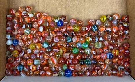 Group of Peltier Sunset Marbles from Peltier Glass Factory Ottawa, Illinois