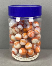 Group of Opaque Swirl and Corkscrew Marbles