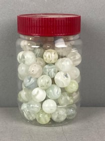 Group of White Slag Marbles