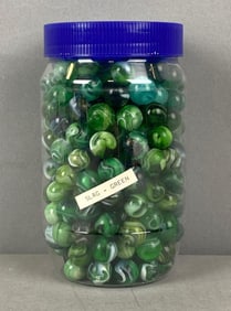 Group of Green Slag Marbles