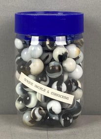 Group of Opaque Swirl and Corkscrew Marbles
