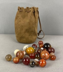 Group of Marbles and Pouch
