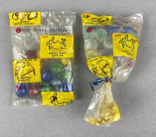 Group of 2 Peltier Glass Marble in Original Packaging Ottawa, Illinois