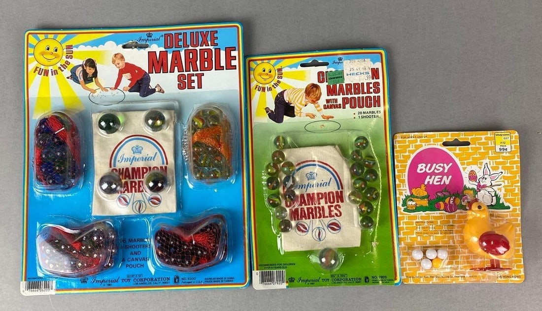 Group of 3 Marble Toys: Largest measures H 12 x W 10 x D 1 inches