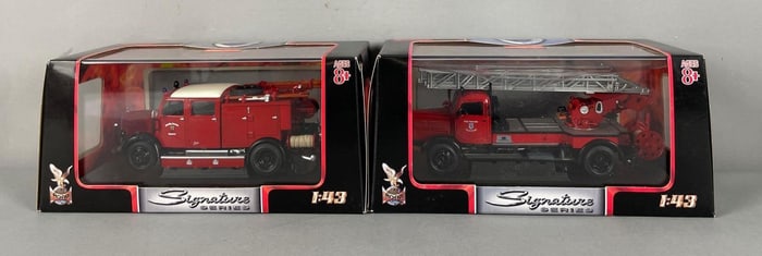 Group of 2 Yat Ming Signature Series Die-Cast Fire Trucks
