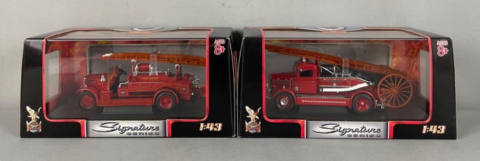 Group of 2 Yat Ming Signature Series Die-Cast Fire Trucks