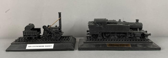 Group of 2 Carved Coal Steam Locomotives