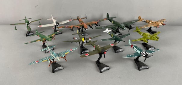 Group of Die-Cast WW2 Foreign Airplanes with Stands