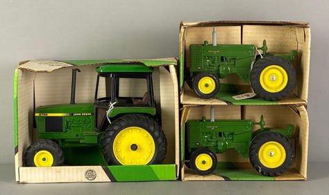 Group of 3 ERTL John Deere Die-Cast Tractors