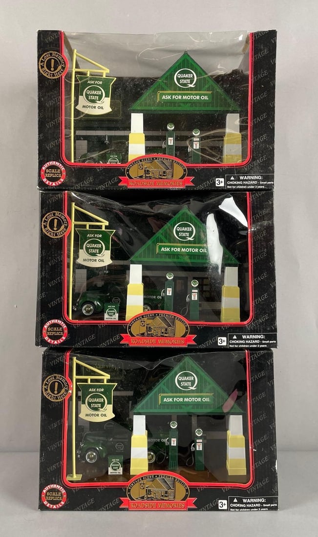 Group of Roadside Memories Quaker State Service Stations: Includes 1/32 scale 40s Ford pickup truck