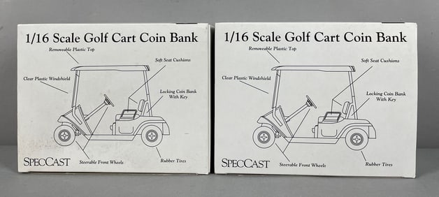 Group of 2 SpecCast Golf Cart Coin Banks