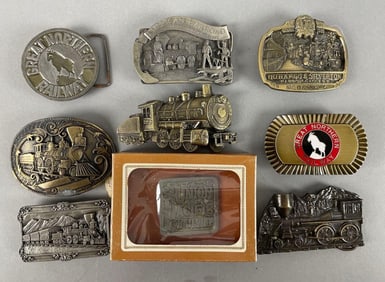 Group of Metal Railroad Belt Buckles