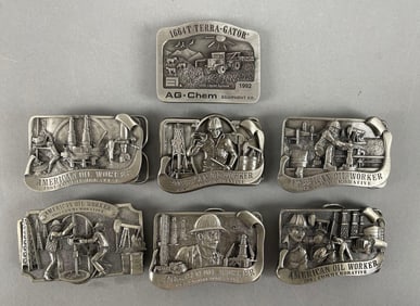 Group of American Oil Worker Commemorative Belt Buckles
