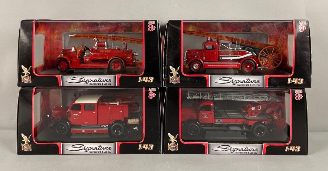 Group of Yat Ming Signature Series Die-Cast Fire Trucks: 1/43 scale, original packaging