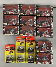 Group of Maisto Harley Davidson Die-Cast Motorcycles